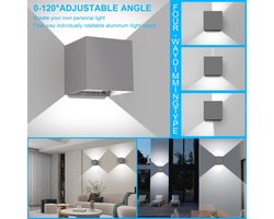 ledmo Outdoor Wall Lights 20W Adjustable LED Wall Lamp Cold White Light 6000k Grey Wall Lamp Waterproof IP65 - ShopVlot