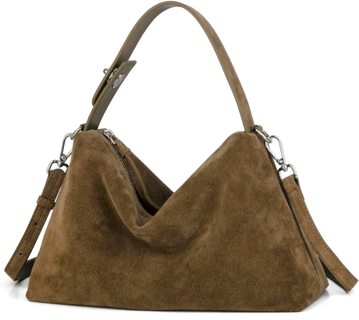 DONNAIN Premium Suede Leather Crossbody Bags for Women, Slouchy Suede Shoulder Bag with Adjustable Strap and Tote - ShopVlot