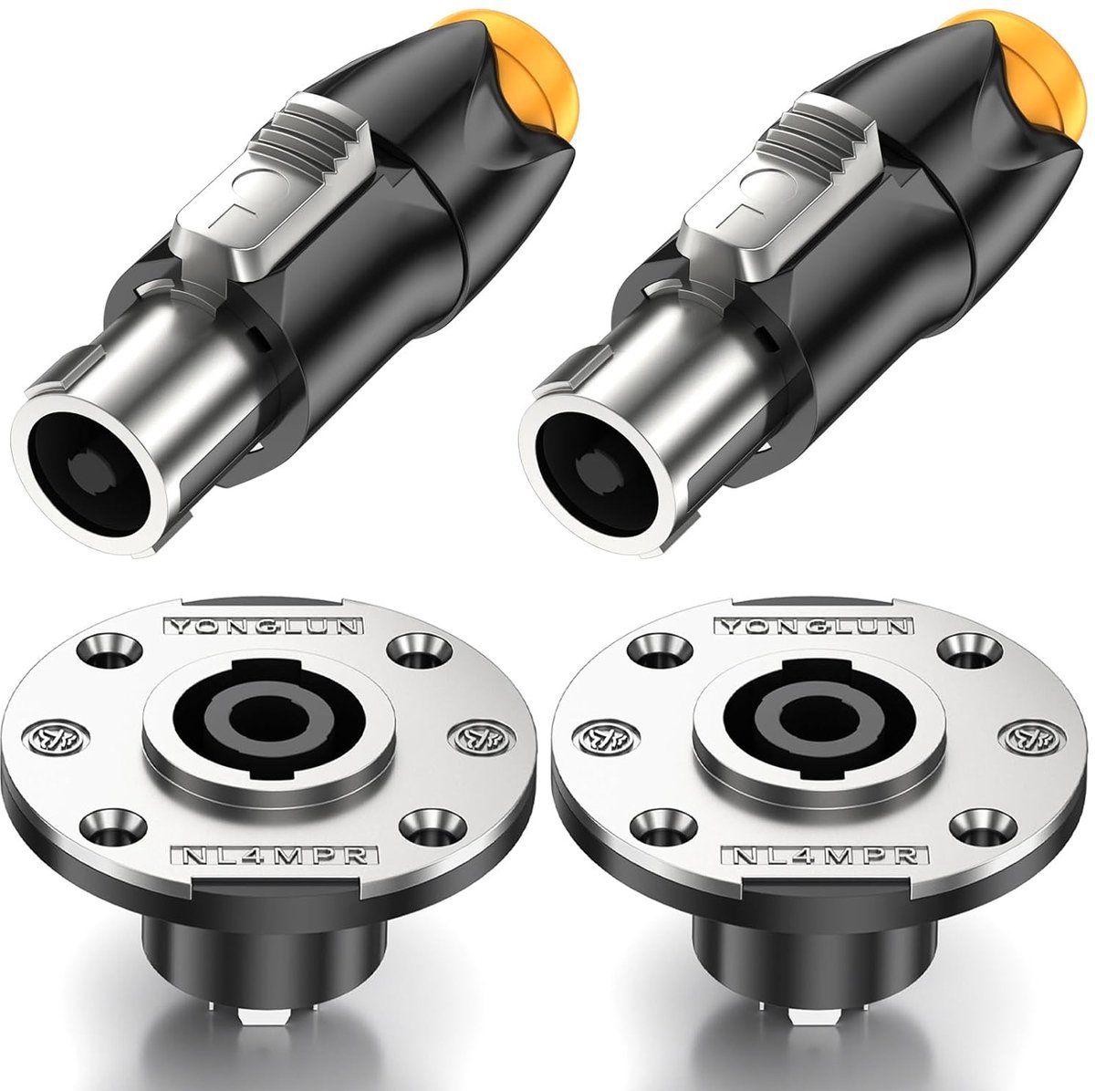 2 Sets Speakon Plug with Twist Lock + 4-pole Speakon Chassis Part, Speakon Cable Adapter Set for NL4FX, NLT4X - ShopVlot