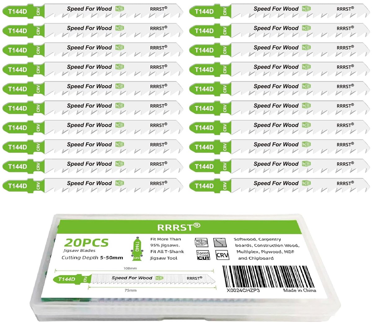 20pcs T144D Jigsaw Blades, Straight and Quick Saw Cuts(5-50mm), for Softwood, Timber Boards, Construction Wood, MDF - ShopVlot