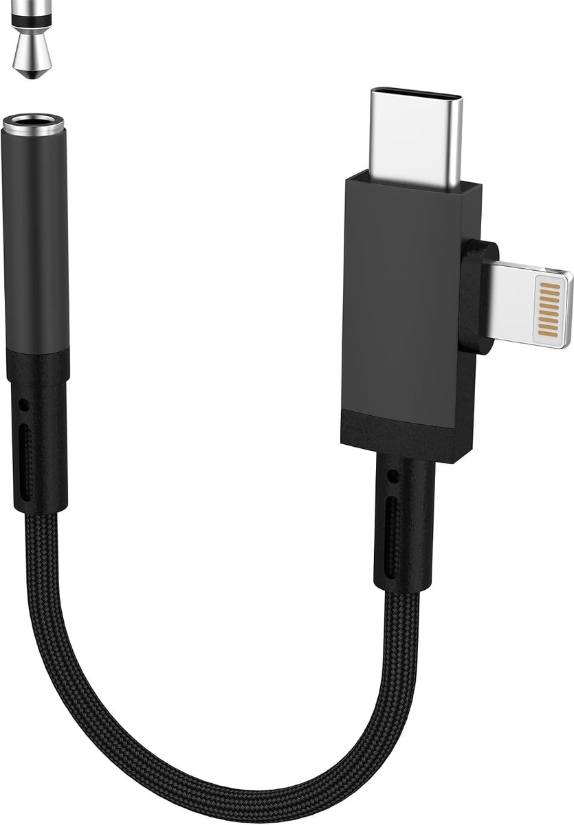 Adapter USB C naar Lightning Jack Audio Hoofdtelefoon Jack 3,5 mm AUX voor iPhone 17 16 15 14 voor Apple Compatibel - ShopVlot