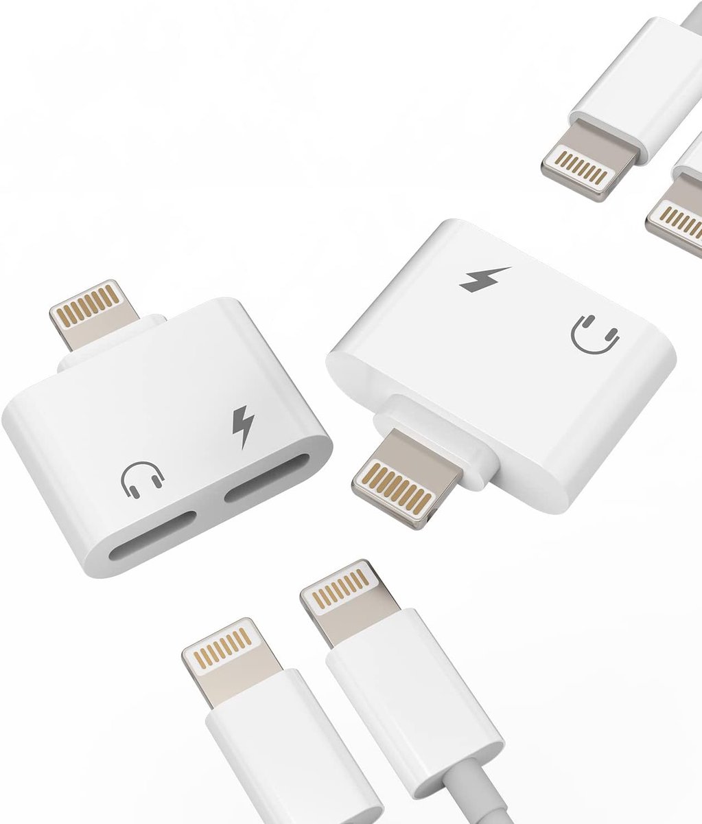 voor iPhone Hoofdtelefoon Splitter (2pack) voor Apple MFI Gecertificeerd 2in1 Dual Lightning Dongle Adaptador para - ShopVlot