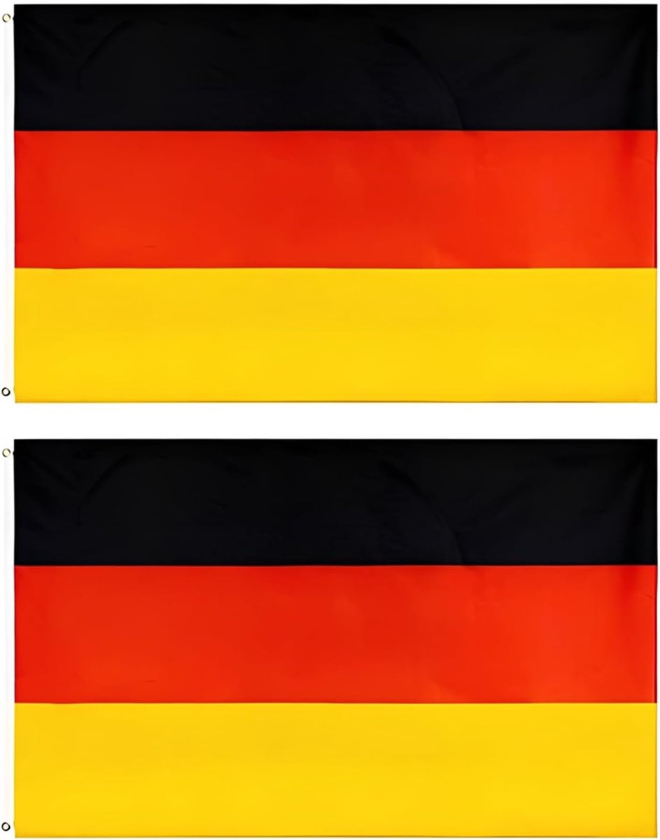 Set van 2 Duitse vlaggen, 90 x 150 cm, grote Duitse vlag met 2 metalen ogen, weerbestendige Duitse vlag voor buiten - ShopVlot