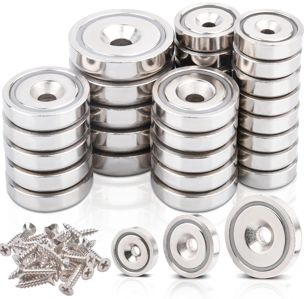 30 Pieces Strong Neodymium Magnets Extra Strong 3 Sizes 15 Pieces 16 x 5 mm 10 Pieces 20 x 7 mm 5 Pieces 25 x 7 mm - ShopVlot