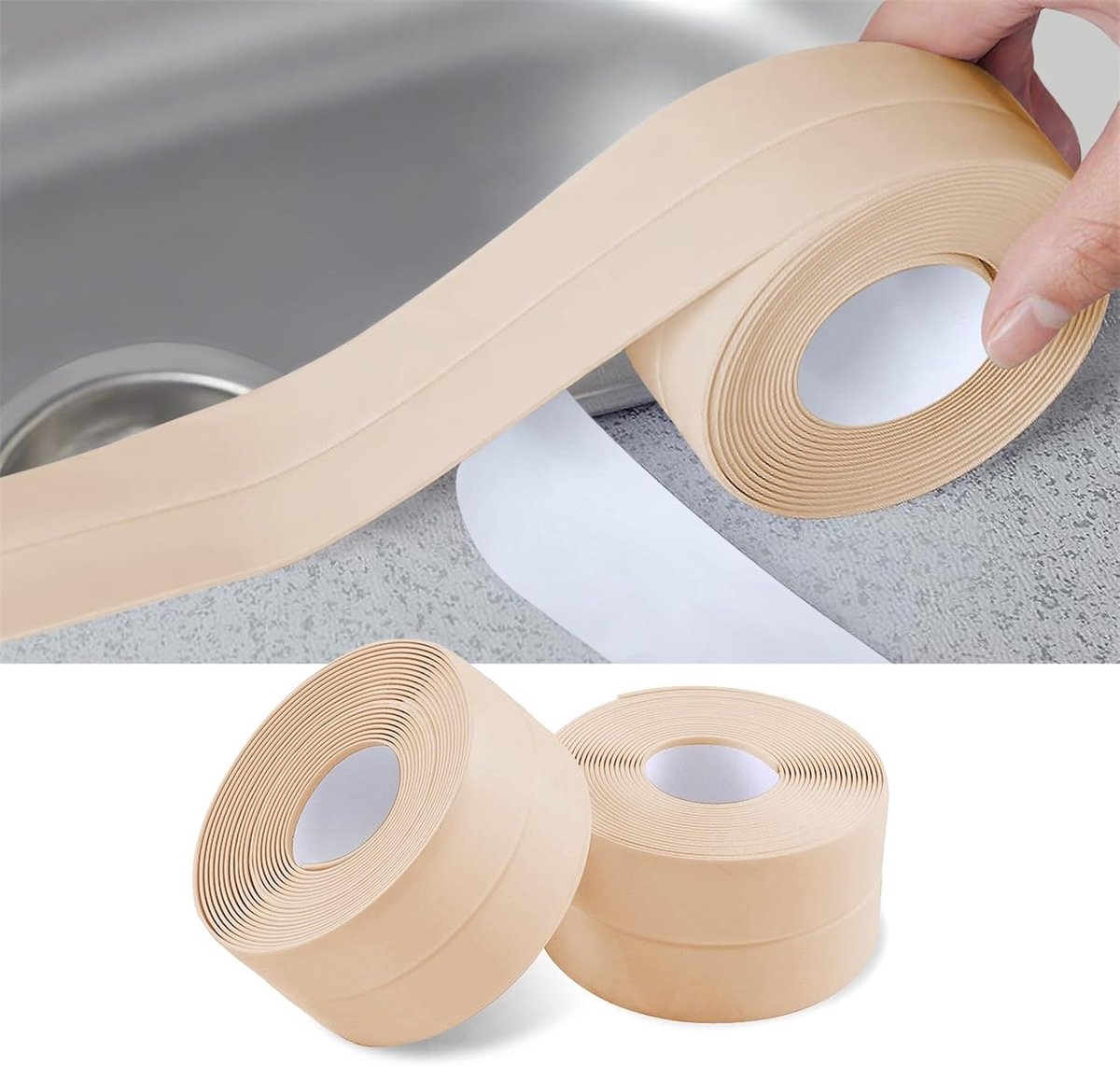 2 Pcs Kit Strip Sealing Tape, Waterproof Self Adhesive Sealing Tape for Ceramic Tiles, Kitchen, Bathroom, Toilet Seat - ShopVlot