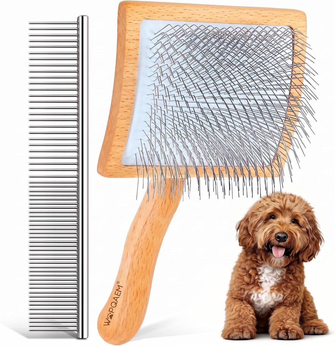 Slicker Dog Brush, Large Long Pin Dog Brush for Cockapoo Cavapoo Doodles Poodles Goldendoodle Labradoodle, 2 Pcs Large - ShopVlot