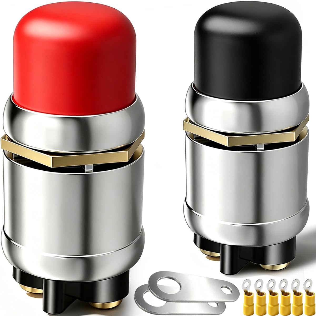 2 stuks drukknop-startschakelaar, 12 V, 50 A, waterdicht, krachtige momentstartschakelaar voor auto's, vrachtwagens - ShopVlot