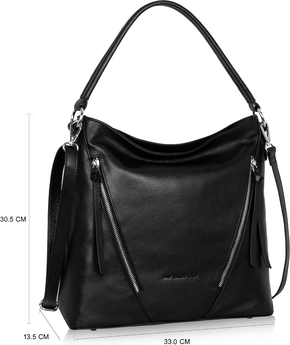 Marc Peter Santorini Women's Handbag Nappa Leather Vintage Shoulder Bag Shoulder Bag, Black - ShopVlot