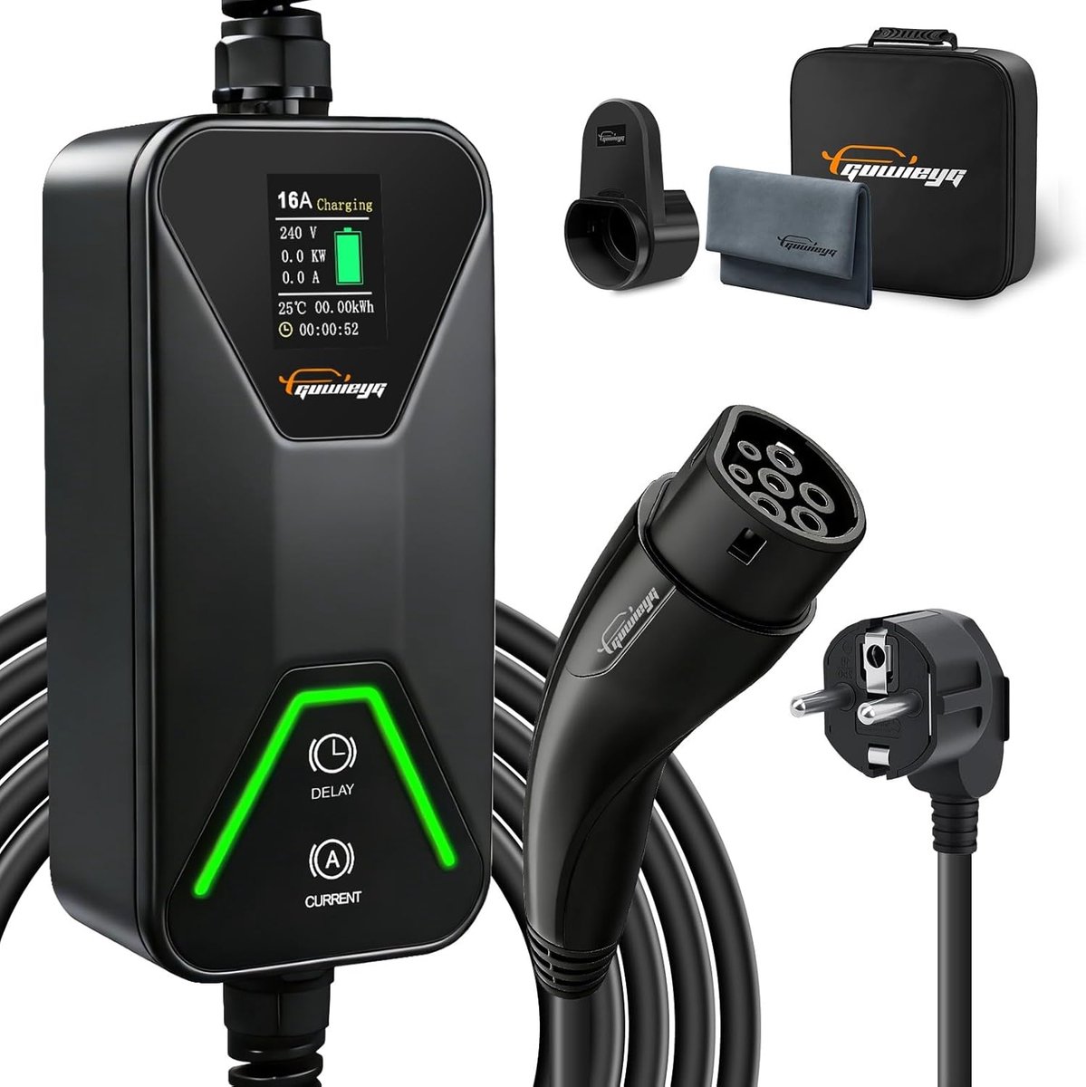Type 2 charging cable Schuko 3.5 kW, adjustable current 6-16 A, 6 m, IP66 - ShopVlot