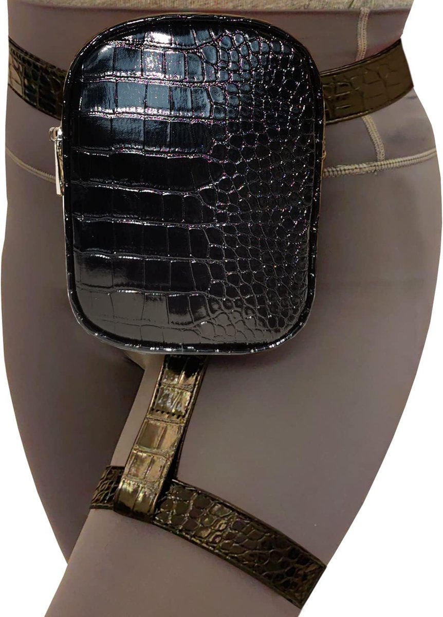 Leg Harness Bag Leg Bag Synthetic Leather Thigh Bag Waist Bag Fanny Packs Thigh Harness Women, Black, 5" x 7" 2" - ShopVlot