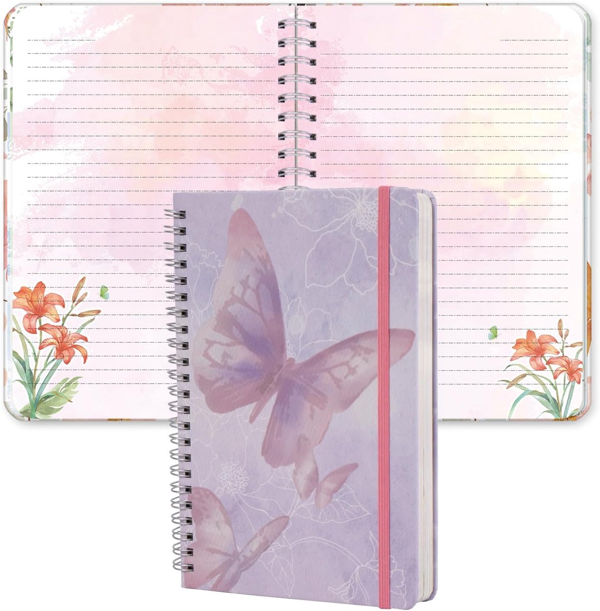 siixu Colorful Lined Notebook, Unique Floral Spiral Block, A5, Hardcover, 160 Pages of Art Illustrations, College - ShopVlot