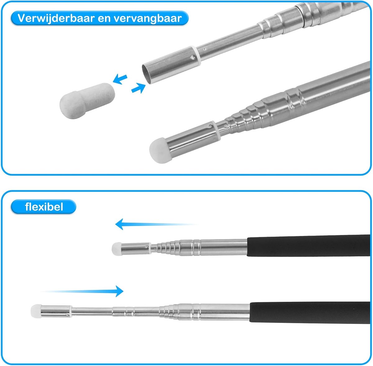Extendable Set of 2, Adjustable Length, 103 cm, Silicone Handle, Extendable, Suitable for Classes, Conference - ShopVlot