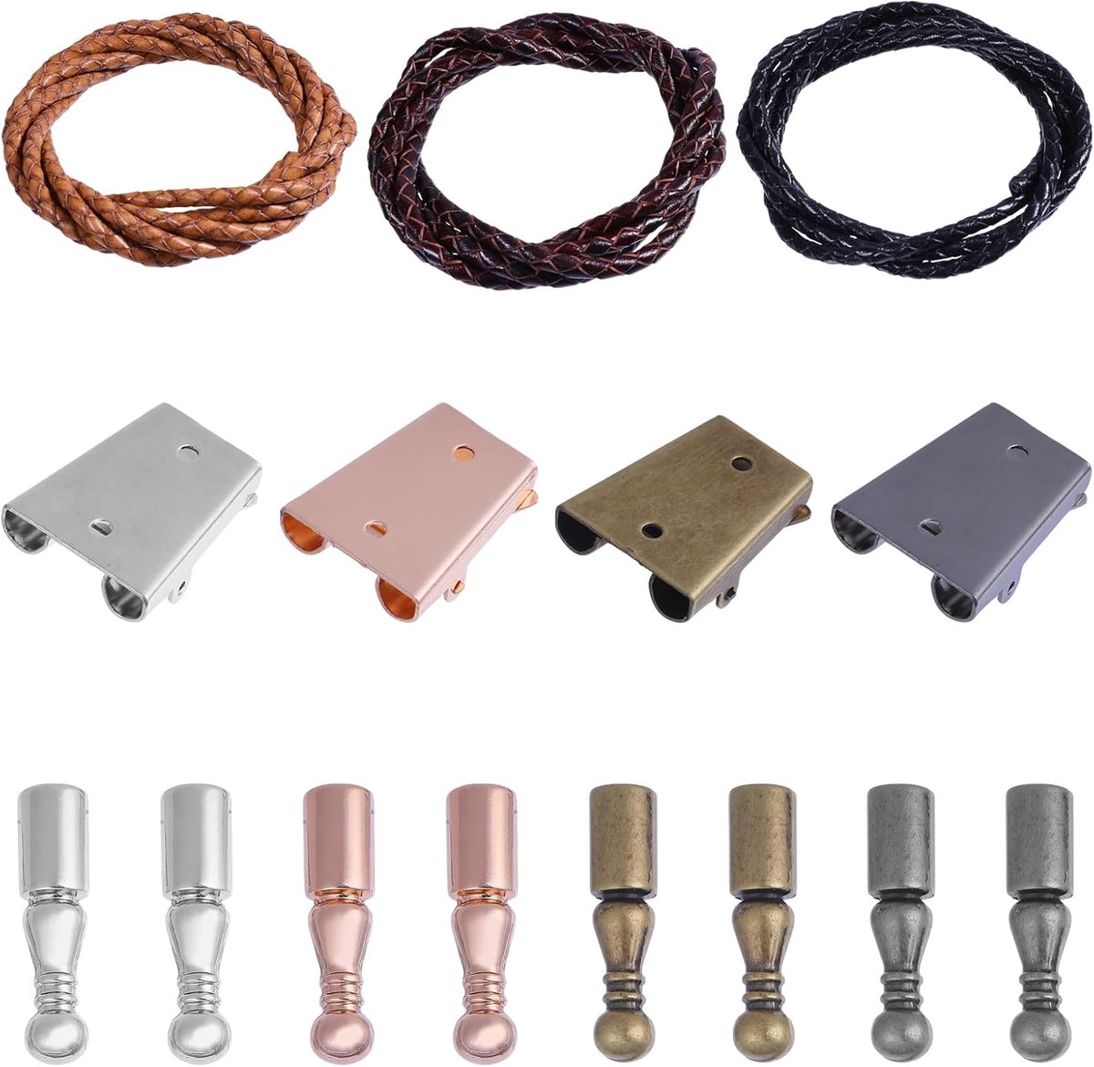 CHGCRAFT 15pcs Bolo Tie Making Kit Metal Cord End Caps DIY Bolo Tie Making Kit With Alloy Cord Ends Bolo Tie Slides - ShopVlot