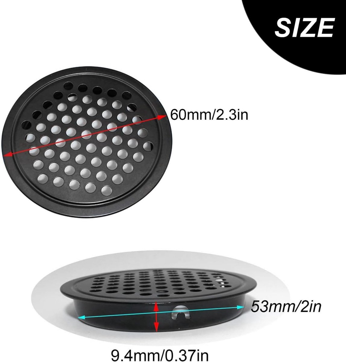 Ventilatierooster 60 mm - Ronde roestvrijstalen grille - Duurzaam en stijlvol - Ideaal voor keukenkasten - ShopVlot