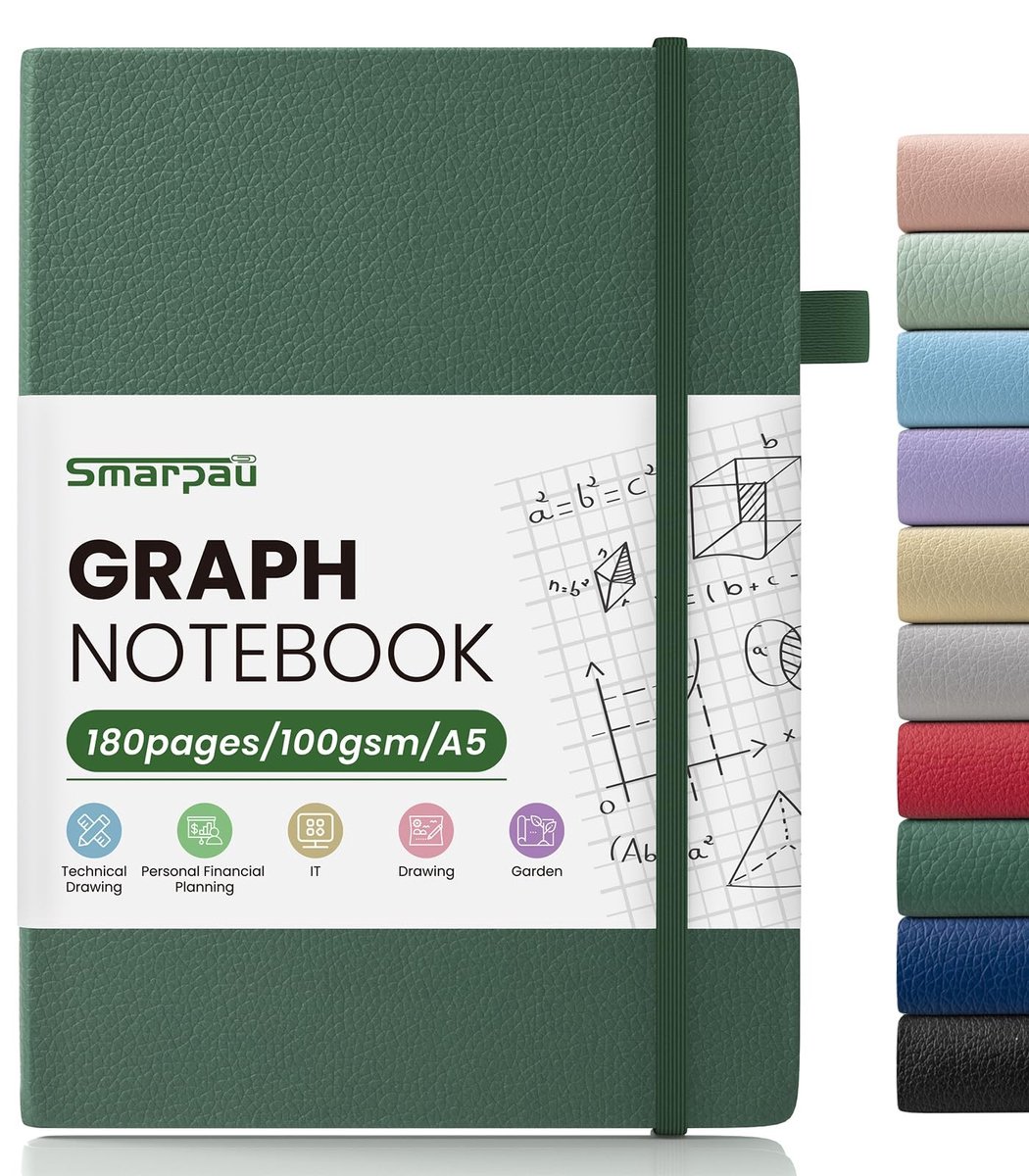 Solidchoice - A5 Geruit Notitieboek met 180 Pagina's van 100 g/m² Papier