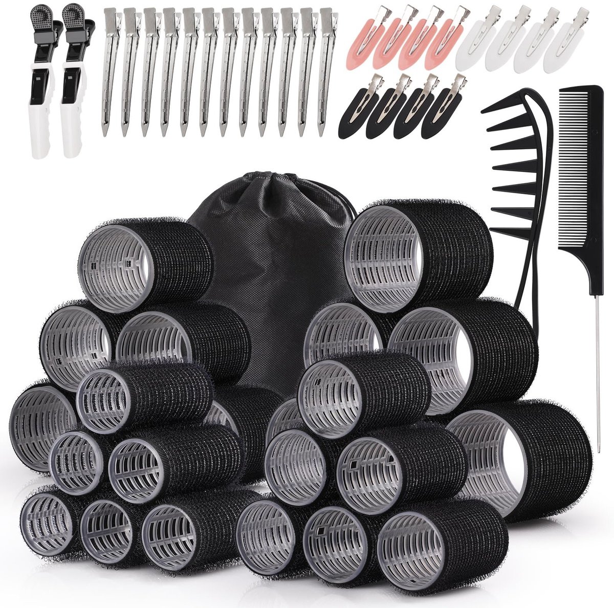 Solidchoice - Set van 52 Krulspelden in Diverse Maten (60/45/36/25 mm)