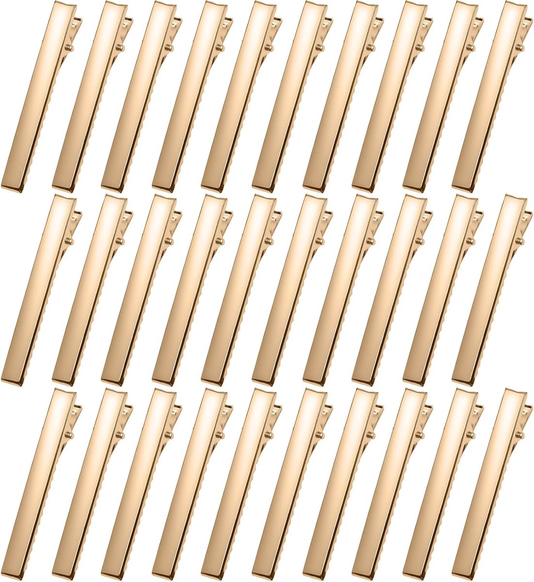 Krokodillenhaarclips 30 stuks - Metalen eendenbek - Goud 66 mm - Perfect voor haarverlengingen - ShopVlot