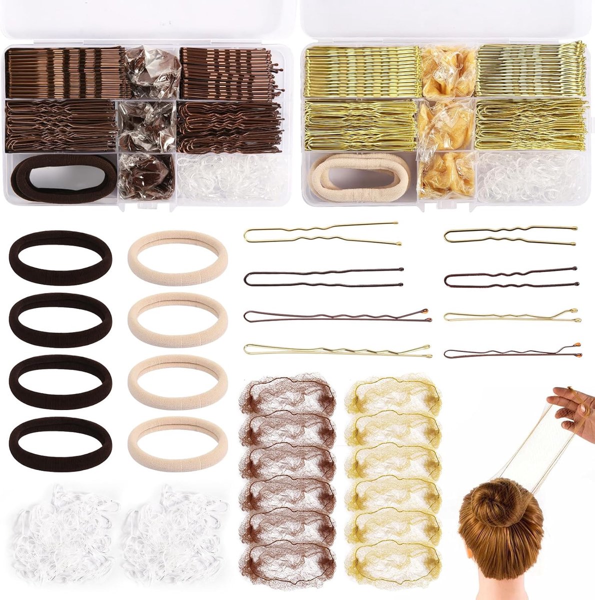 Bobby Pins Set 770 Stuks - Bruin en Goud - Duurzaam Metaal - Ideaal voor Haarstyling - ShopVlot