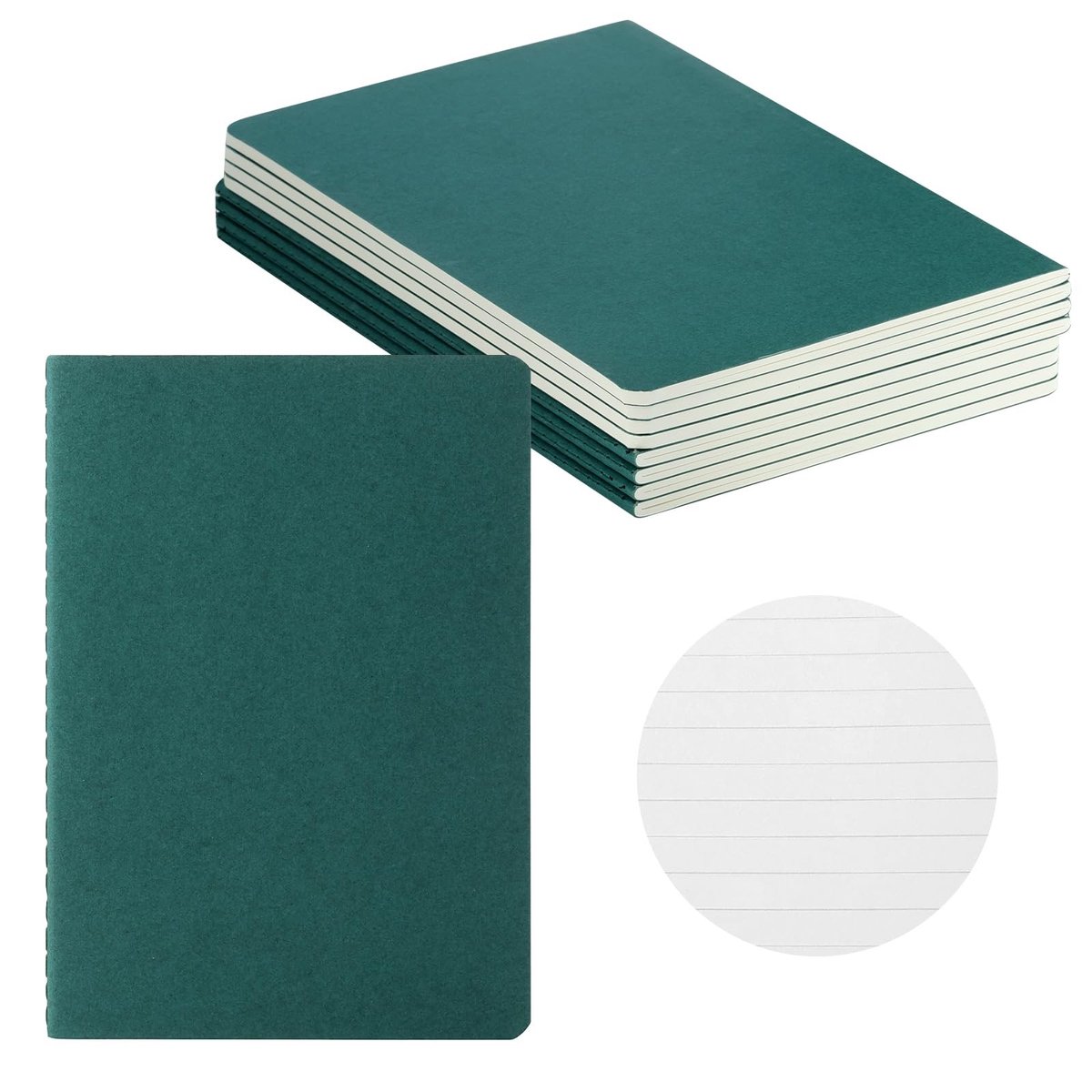 Solidchoice - 8 Stuks Notitieboek A5 Gelinieerd in Groen