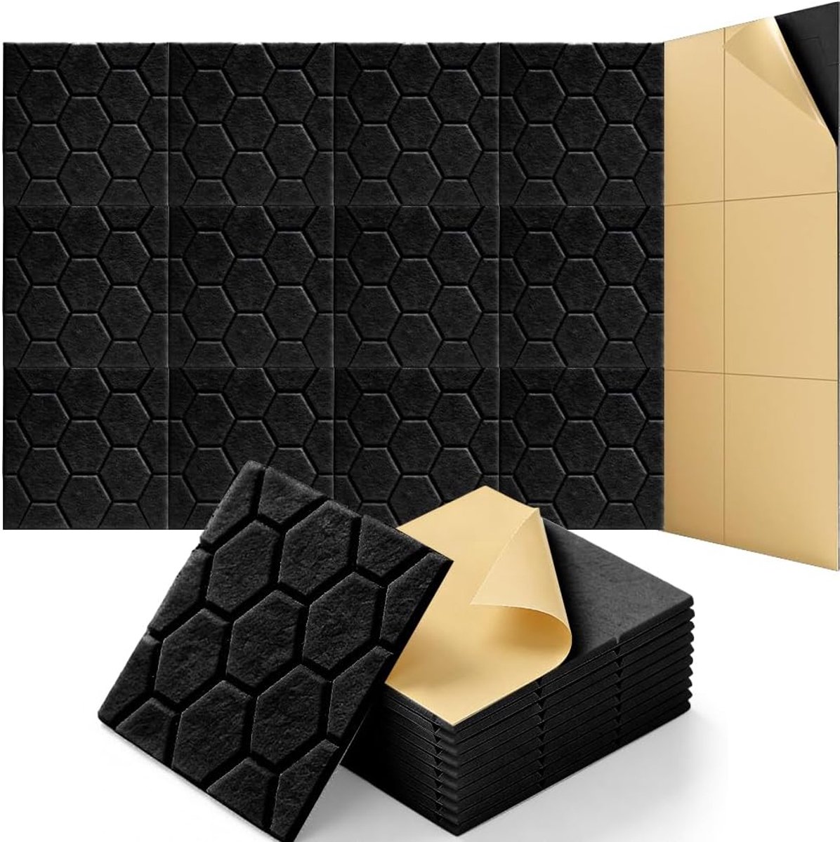 Geluiddempende panelen 30 x 30 cm - zelfklevend - polyester vezels - eenvoudige installatie - ShopVlot