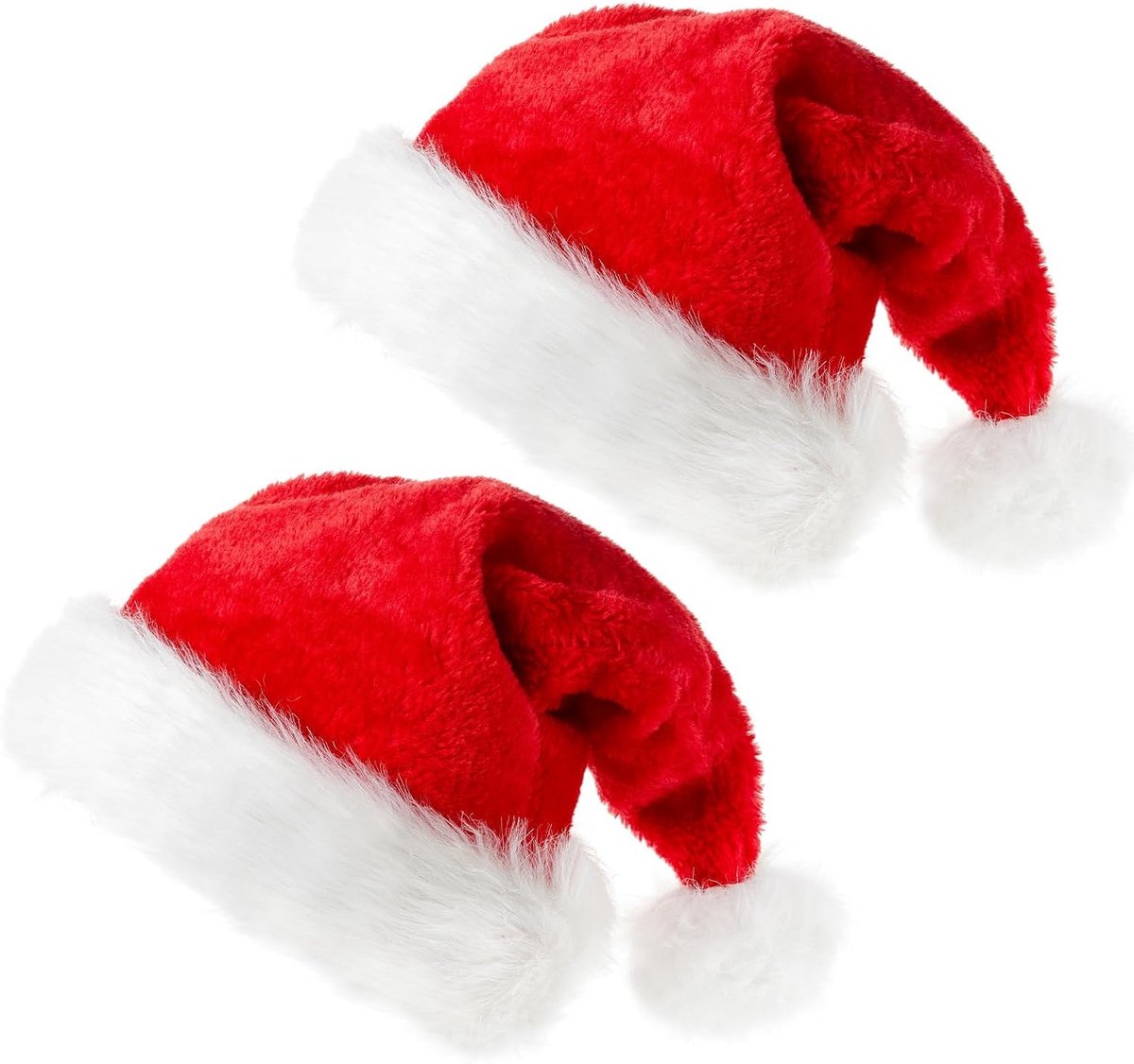 Kerstmutsen 2-pack voor volwassenen - Rode en witte feestelijke hoed - Fluffy pompon - Perfect voor kerstfeesten - ShopVlot