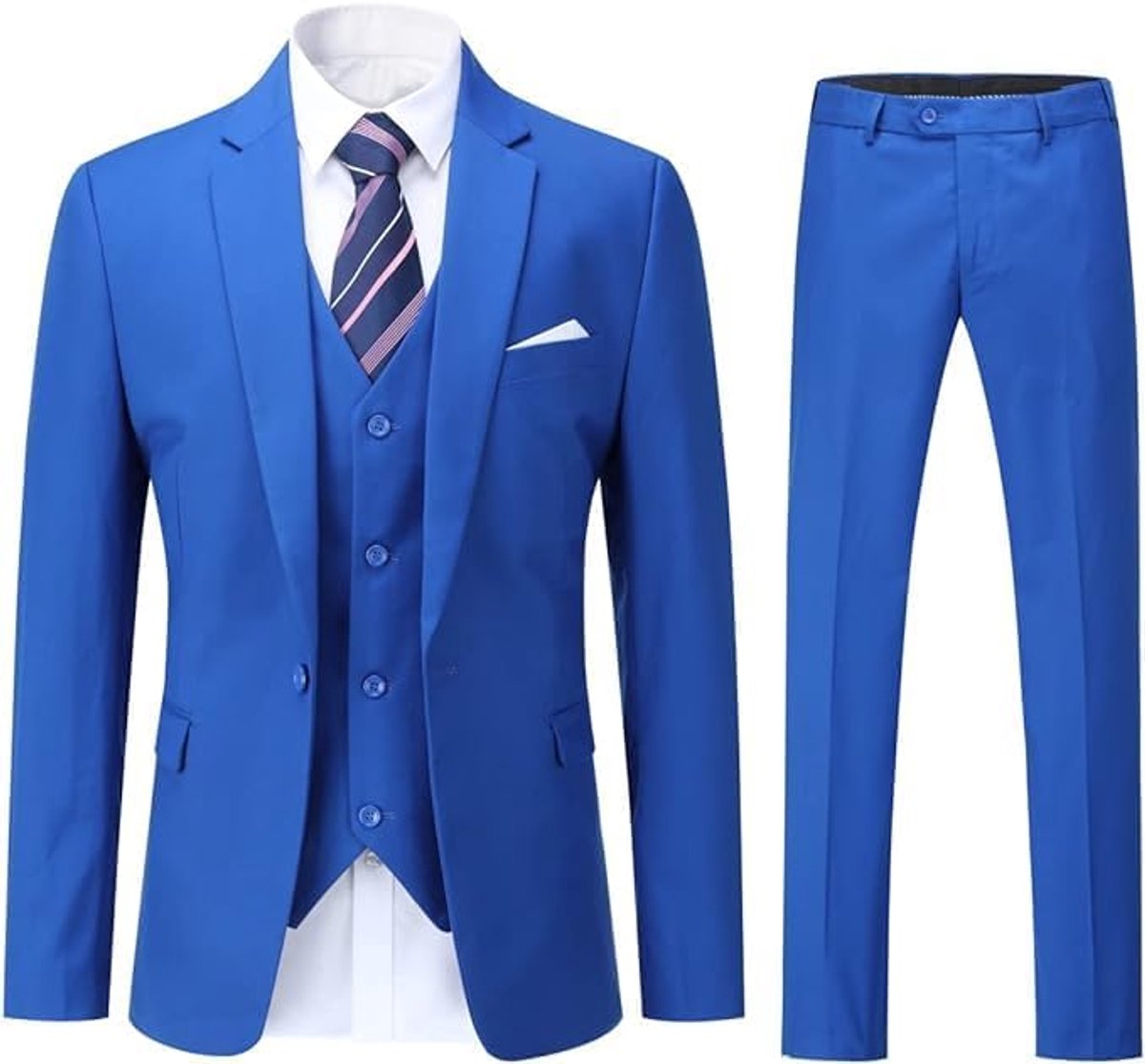 Heren 3-delig pak XL - Slim fit - Blauw - Perfect voor zakelijke evenementen - ShopVlot