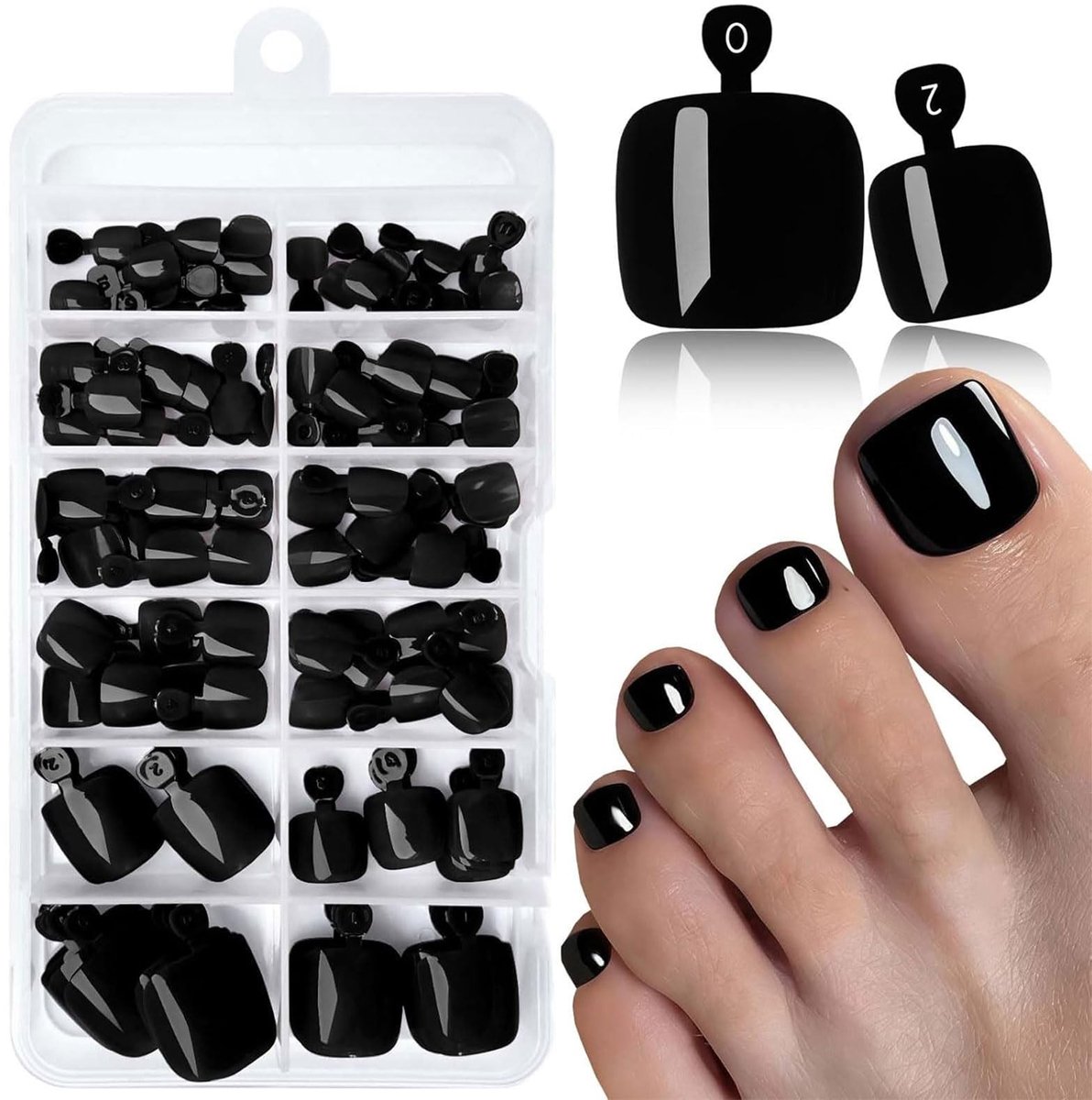Solidchoice - 120 Stuks Zwarte Kunstnagels voor Drukken en Plakken