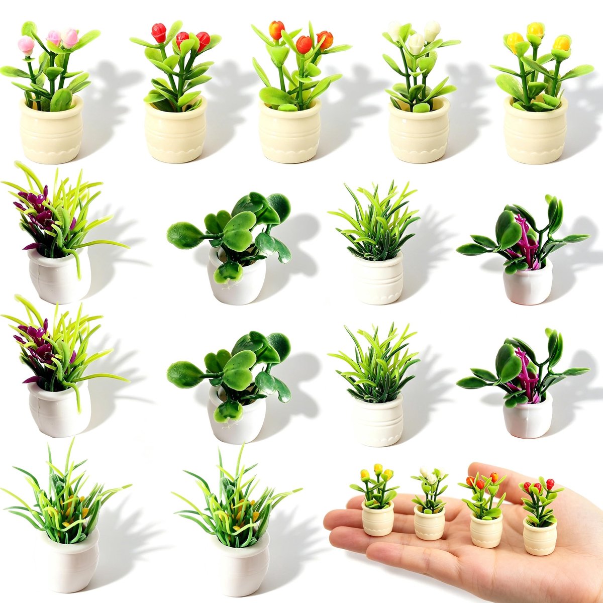 Solidchoice - Set van 15 Miniatuur Planten voor Poppenhuis en DIY Decoratie