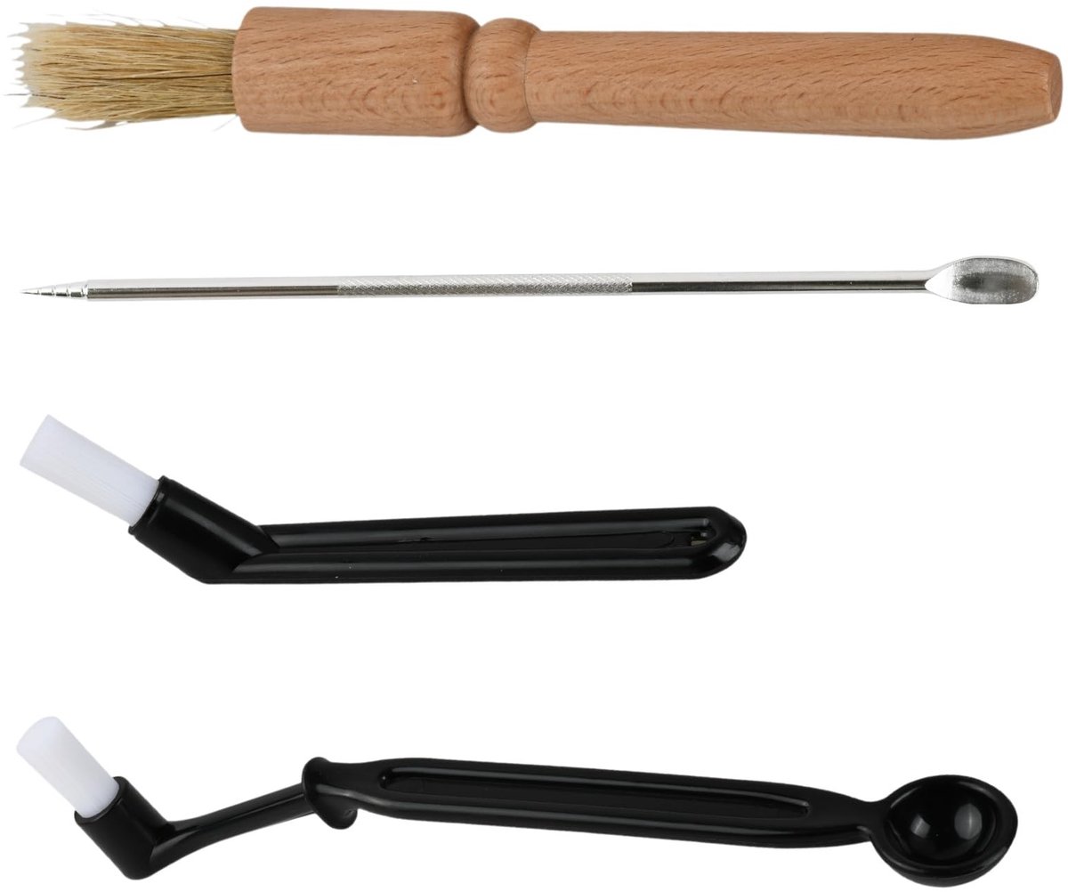 Solidchoice - 4 Stuks Koffie Reinigingsborstel Set met Houten Handvat