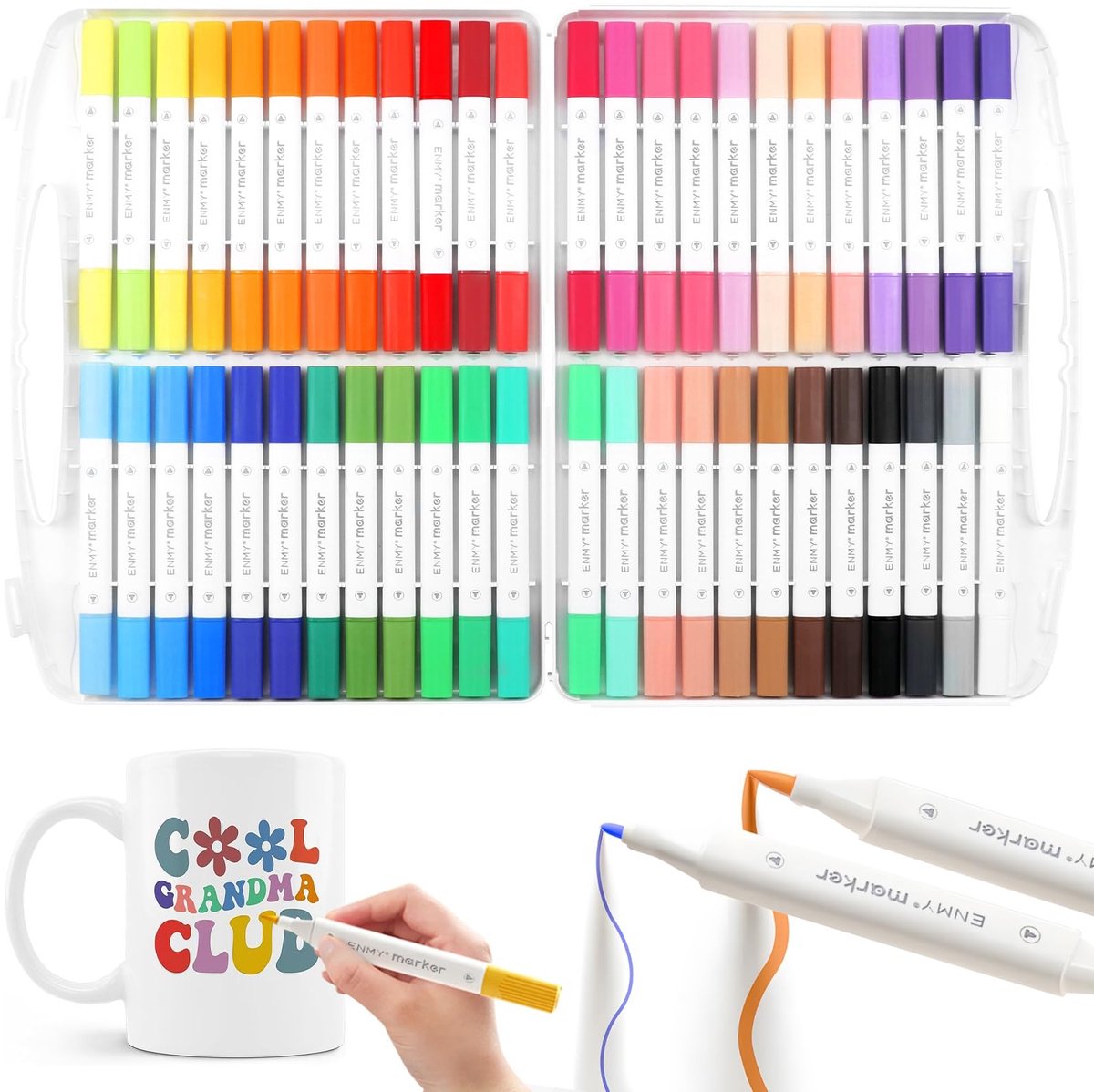 Solidchoice - 48 Kleuren Dubbel-Tip Porselein Markers Set