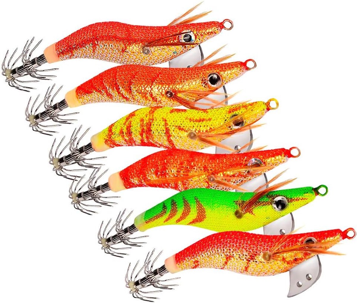 Visspullen 6pcs - Squid, Octopus, Garnaal Aas en Jigs - Realistische Actie - Perfect voor het Vangen van Inktvis - ShopVlot