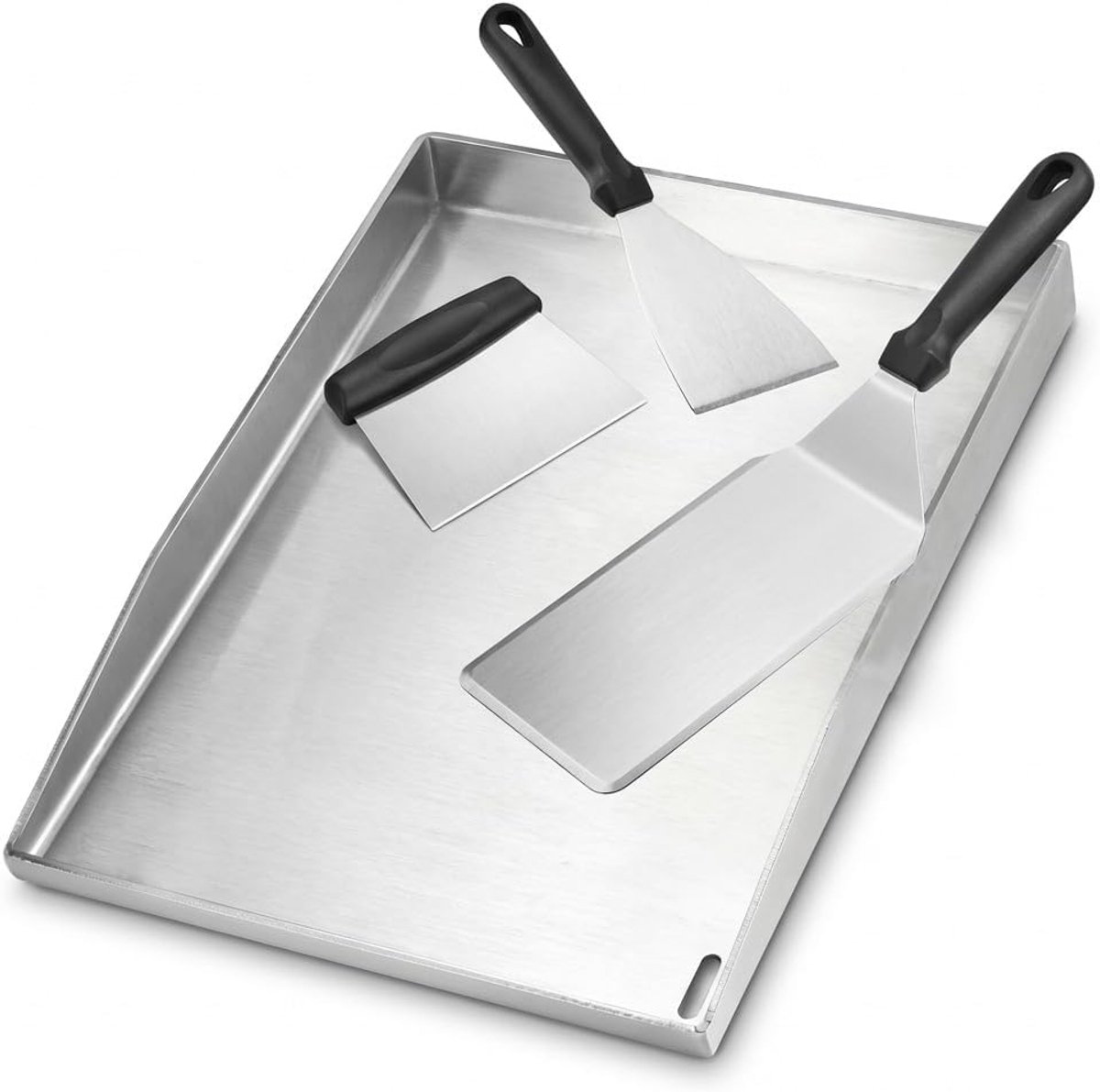 Plancha grillplaat 40 x 30 cm - 4 mm dik - lekvrij met vetafvoergaten - gezonder grillen - ShopVlot
