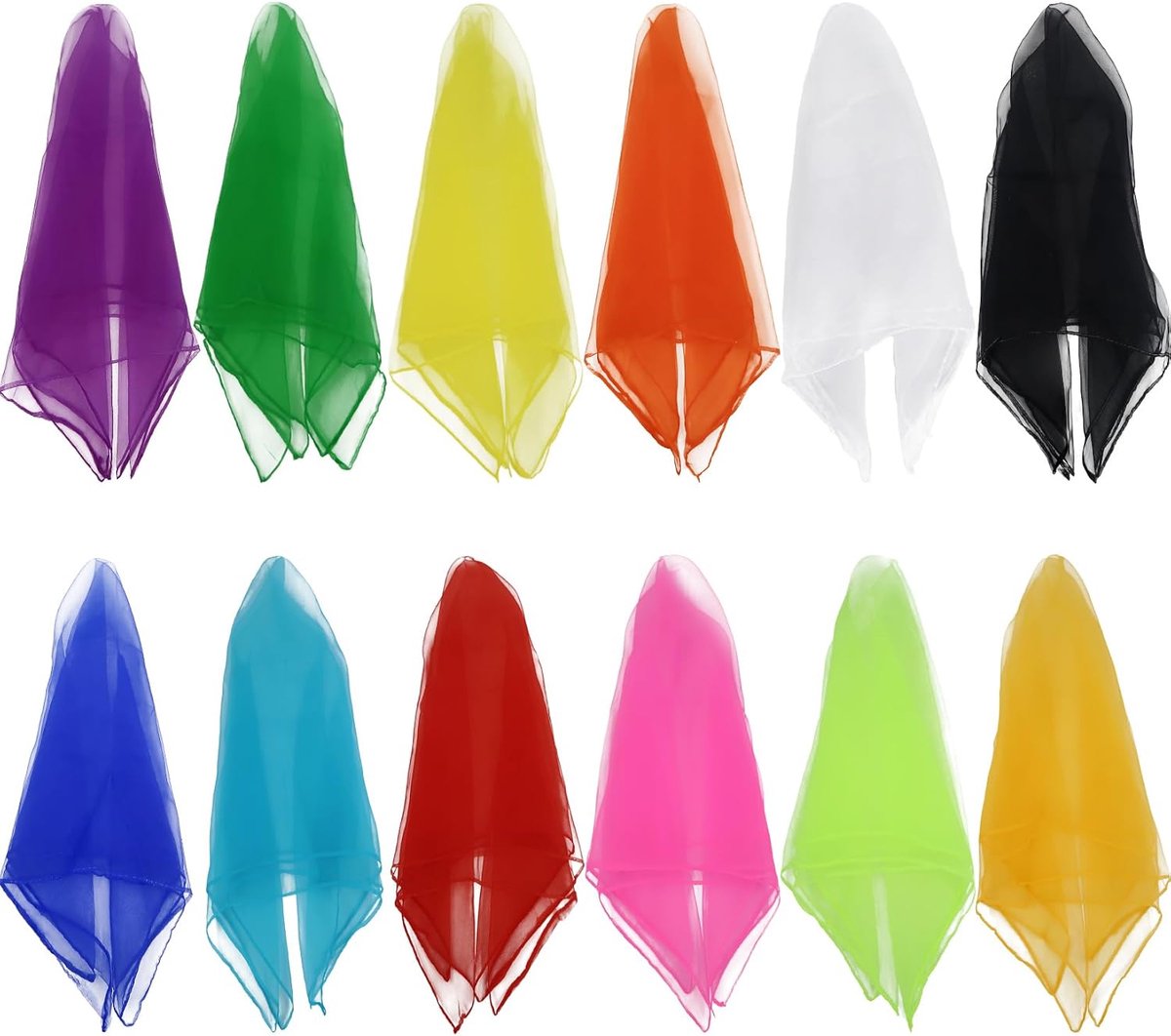 Juggling dance sjaals set van 12 - gemengde kleuren en effen - chiffon stof - perfect voor optredens - ShopVlot