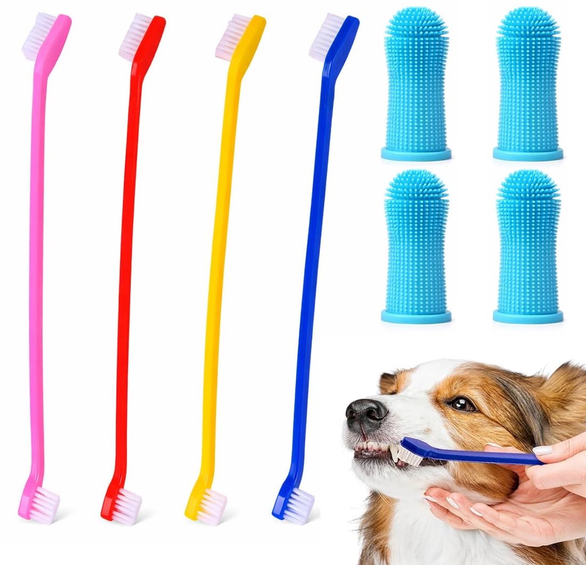 Solidchoice - Set van 8 Zachte Silicone Tandenborstels voor Huisdieren