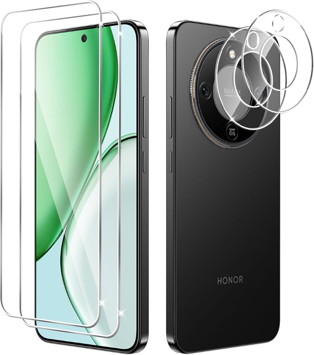 Honor Magic 8 Lite 5G Tempered Glass Screen Protector Film, 2 Pieces Screen Protector with 2 Camera Protectors for - ShopVlot