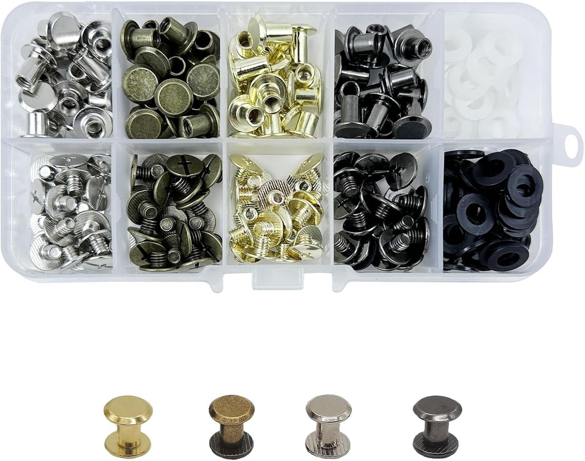 80 Sets Chicago Book Screws,M5*6/8mm Rivets for Screwing,Binding Screw Kit,Screw Piles,Metal Rivet Replacement Repair - ShopVlot