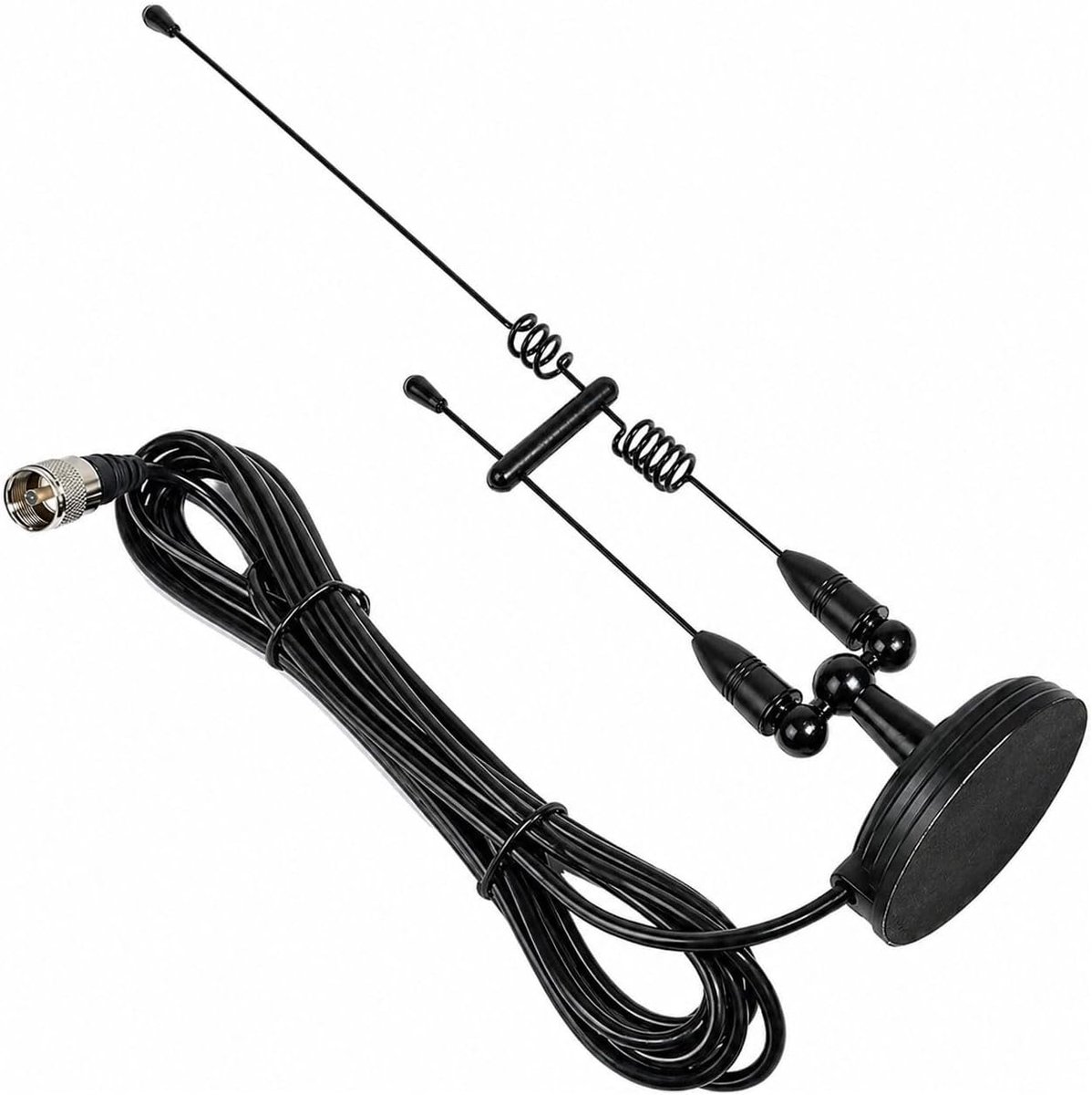 Dual Band mobiele antenne 43,7 cm voor 2 m/70 cm amateurradio, VHF/UHF 144/430 MHz, magneetvoet antenne met 4 m RG58 - ShopVlot