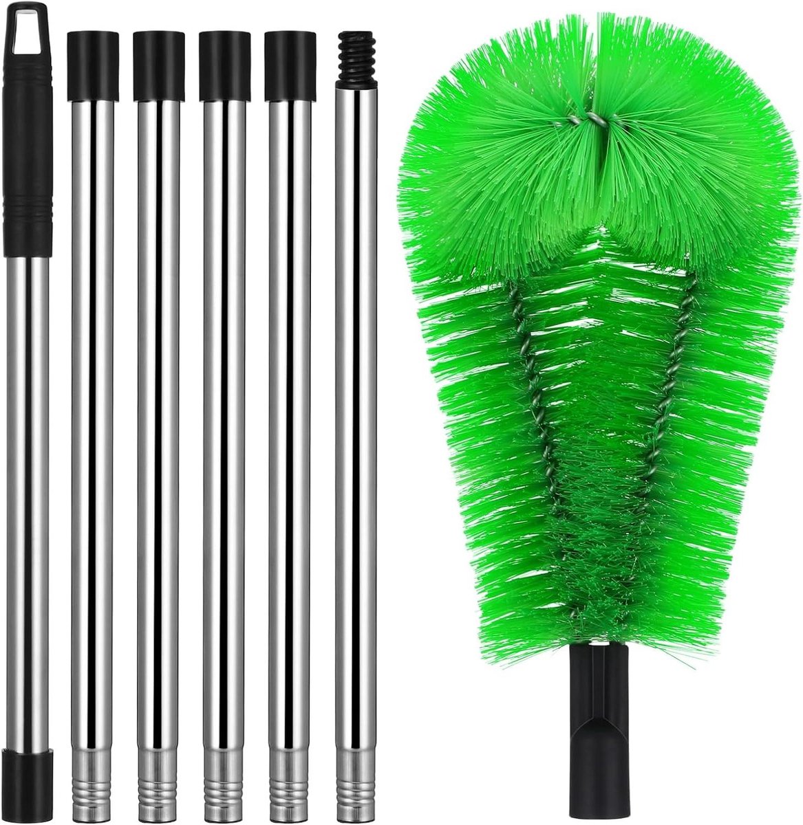 Dakgoot Reinigingsborstel - Gootborstel Bladverwijderaar - Dakgoten Schoonmaken - Verstelbare Buigbare Kop - 230 cm - Groen