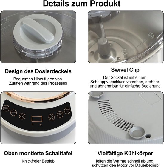 Stainless Steel Kneading Machine, 5 Litres, with Fermentation Function, Electric Kneading Machine with Timer, Kneading - ShopVlot — afbeelding 3