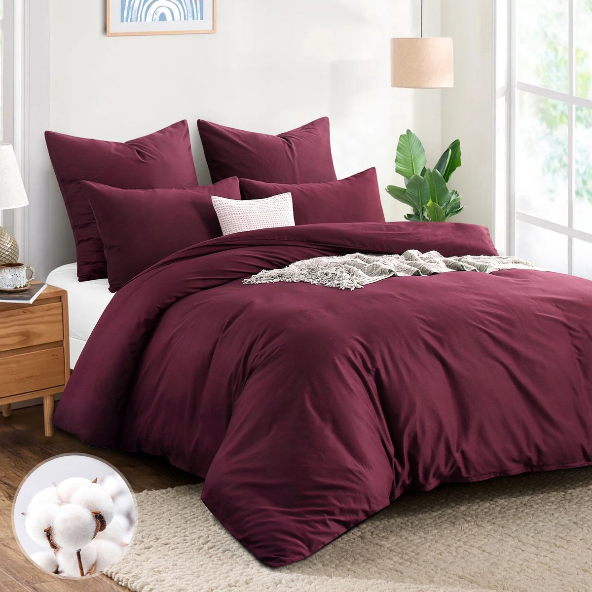 Dekbedovertrek 200 x 220 katoen - rood - 3-delig met kussenslopen - luxe slaapcomfort - ShopVlot