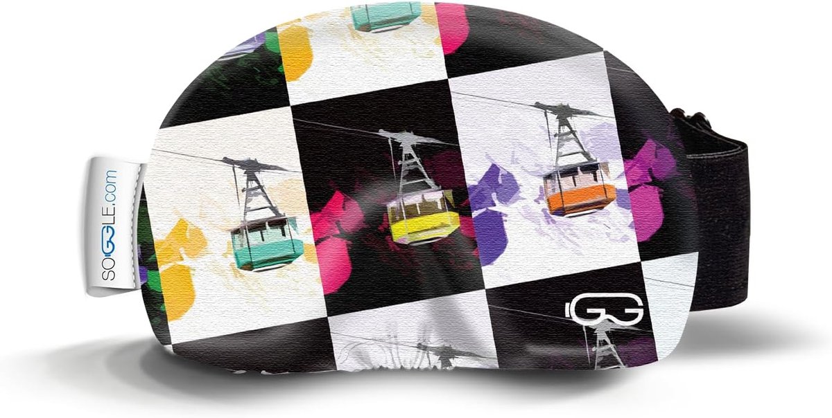 Ski goggles beschermhoes - microvezel - retro pop art gondel - voorkomt krassen - ShopVlot