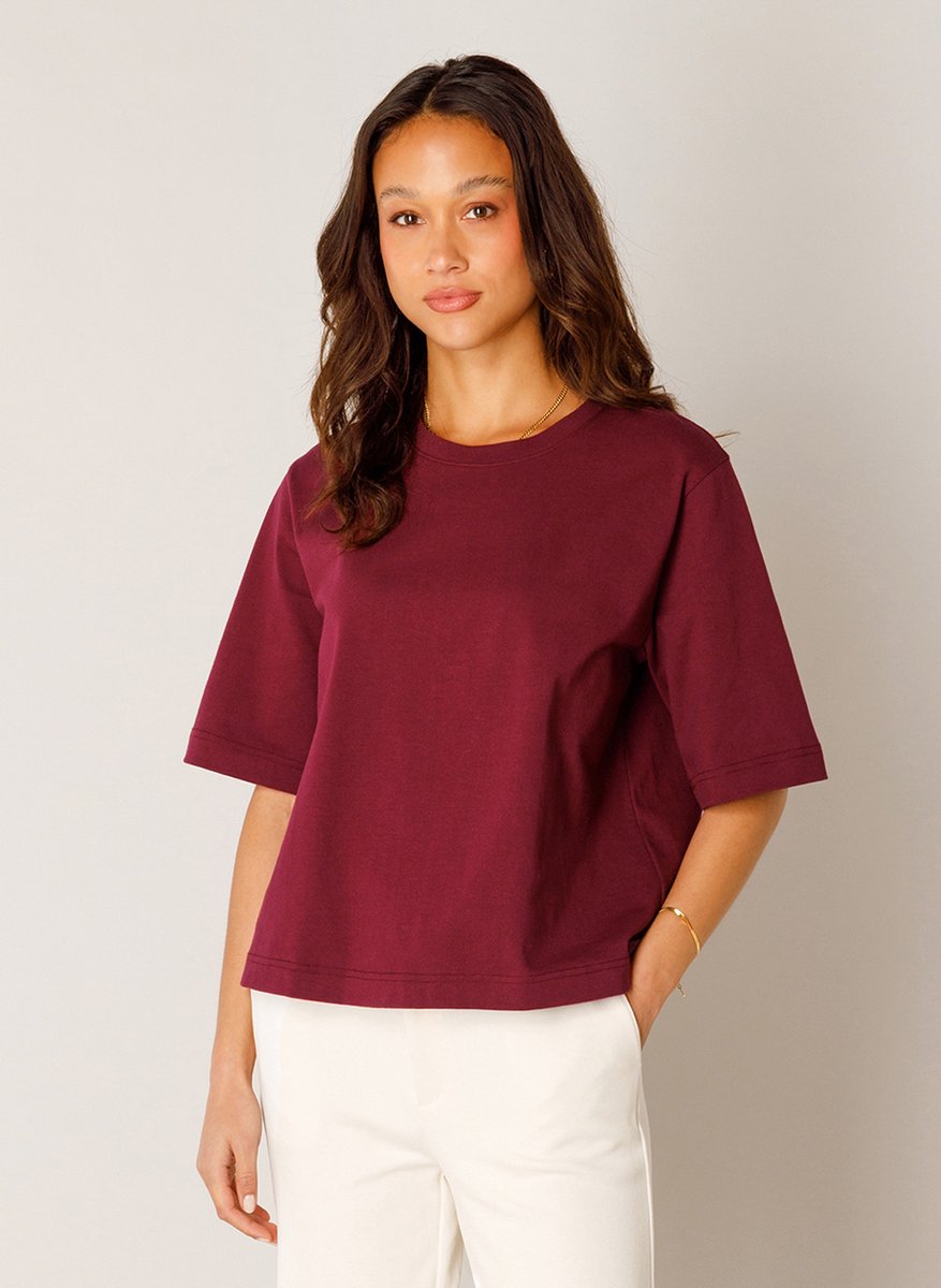 BASE LEVEL Noa Jersey Shirts - Wine Red - maat 48