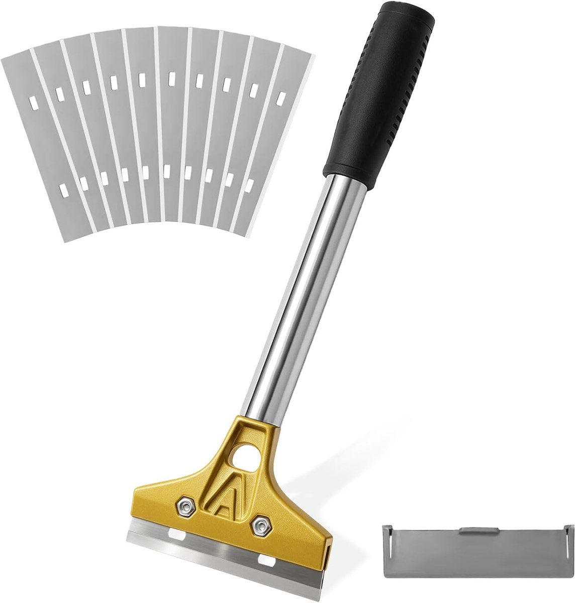 Ceramic Scraper, Induction, 30 cm, 10 Carbon Steel Blades, 18 mm, Scraper, Glass Pane, Long Handle for Cooking Table - ShopVlot