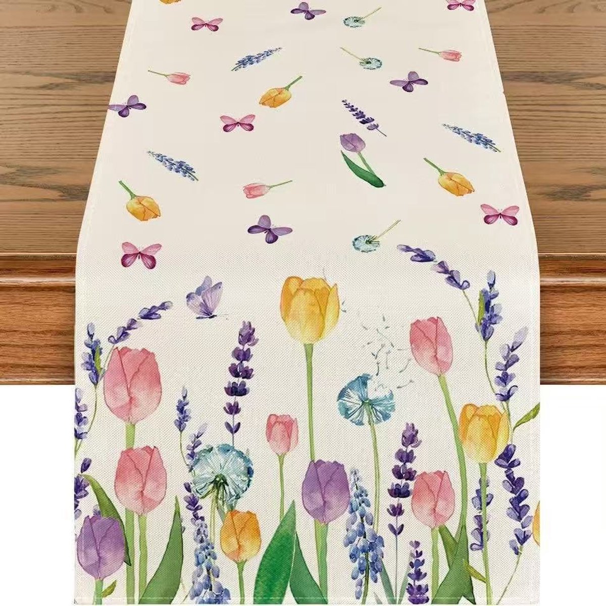 Tafelloper- Vintage tafelloper- tafellopers linnen-tafelloper buiten-Tafelkleed-tafelkleed buiten-tafelkleed buiten rechthoekig-Tafelloper met bloemenmotief-Bloemen zomer tafelloper-Tafeldecoraties -voor keuken, diner, feest-bloemen