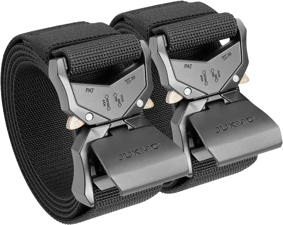 JUKMO Tactical Belt, 2 Pack Military Hiking Rigger 1.5" Nylon Web Work Belt with Heavy Duty Quick Release Buckle - ShopVlot