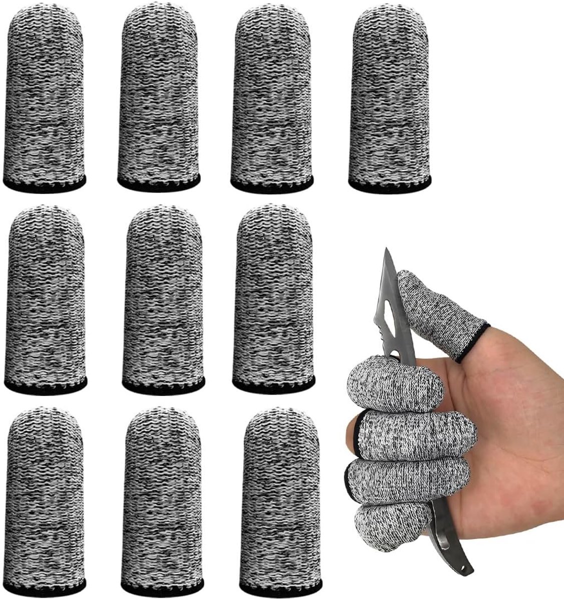 10 veiligheidsvingers, snijbestendig, van HPPE-vezel niveau 5, elastisch en slijtvast, voor plukken, beeldhouwen en - ShopVlot