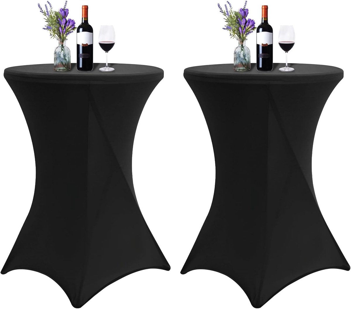 Set of 2 Spandex Square Corner Elastic Tablecloth for Cocktail Party, Suitable for Wedding Events Bars Round Cocktail - ShopVlot