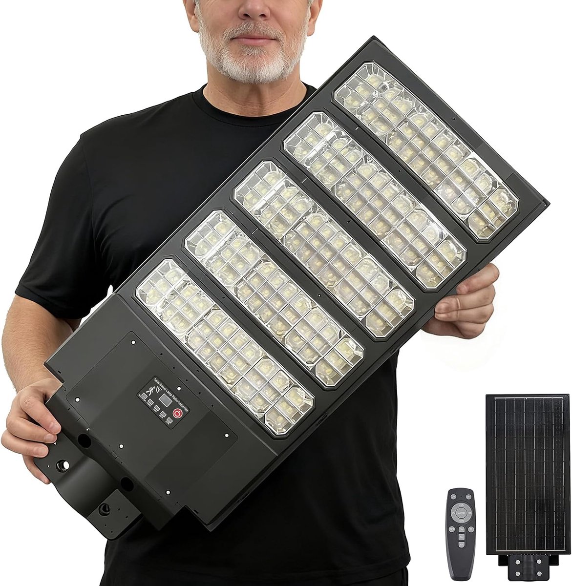 YACAISI Solar Street Light Outdoor, 8500K Commercial Parking Dusk to Dawn Waterproof Lighting, LED Solar Security - ShopVlot
