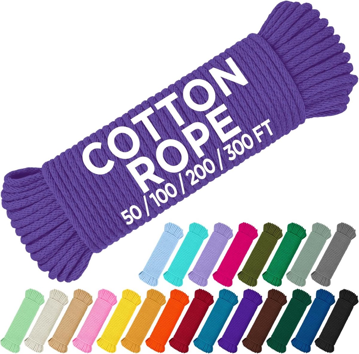 TECEUM Cotton Rope 5 mm – 15 M – Strong Braided Rope for General Use – Natural Cotton – For Crafts, Camping - ShopVlot