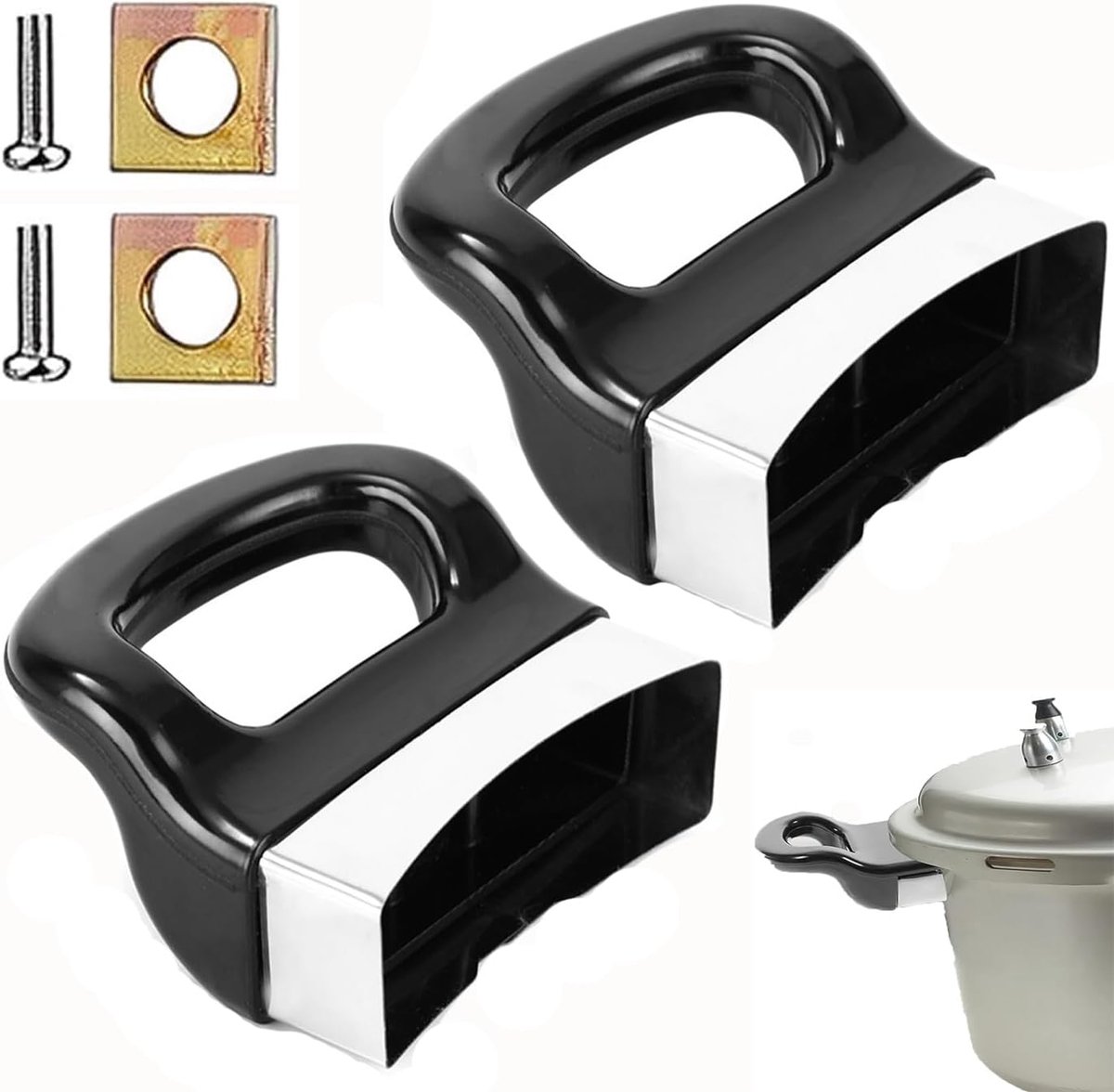 Pressure Cooker Handle 2 Pieces Side Handles for Pot Metal Replacement Pot Handles Black Replacement Handles for Pot - ShopVlot
